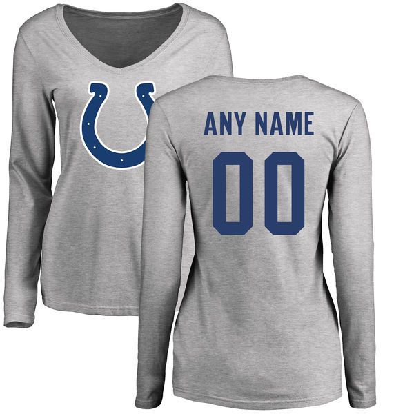 Women Indianapolis Colts NFL Pro Line Ash Custom Name and Number Logo Slim Fit Long Sleeve T-Shirt->->Sports Accessory